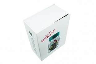 Кашированная коробка из переплетного картона шкатулка Новогодняя белая большая